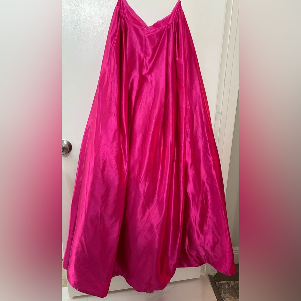 Sherri Hill Hot Pink Full-Length Satin Skirt